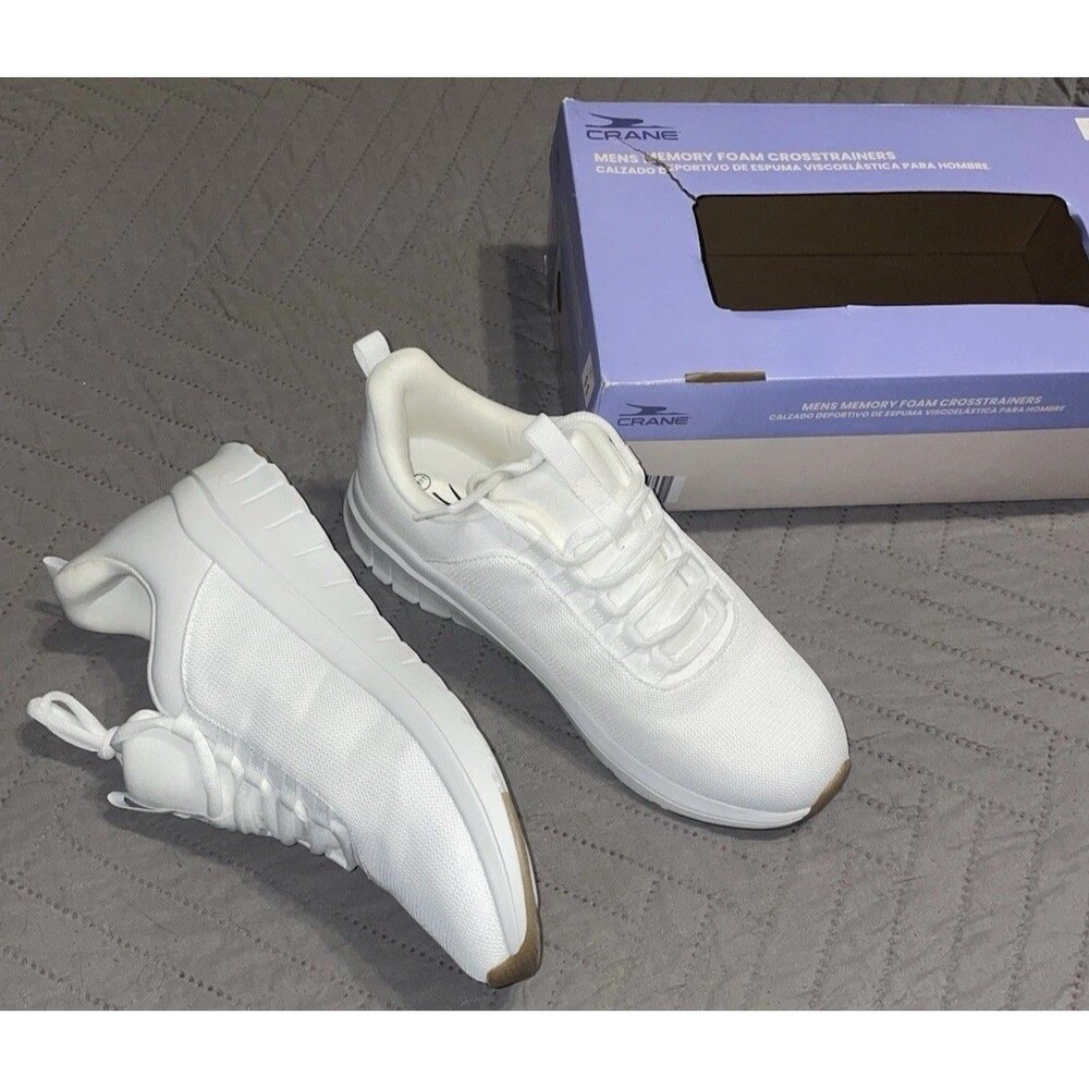 Crane Memory Foam Bright white Crosstrainers shoes men's size 11 New Sneakers